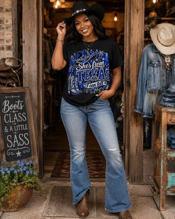 She's From Texas-Blue T-Shirt